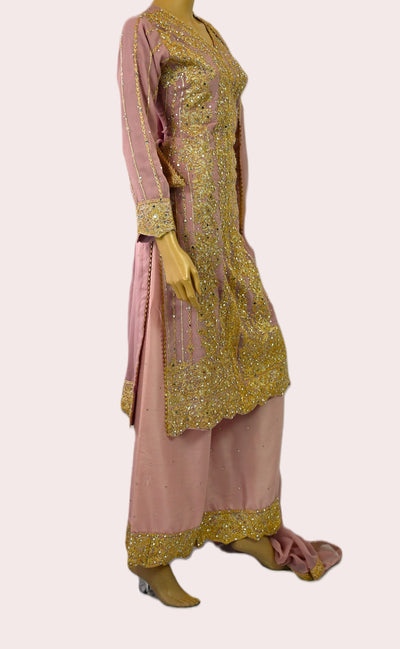 Palazzo Straight cut wide leg Salwar kameez suit | chiffon | light pink