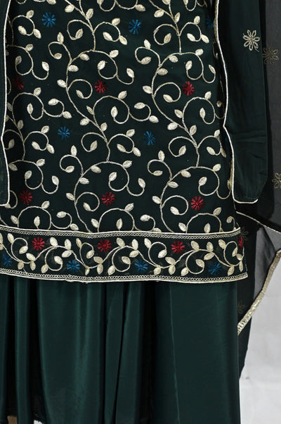 Green Unstitched Embroidered Suit