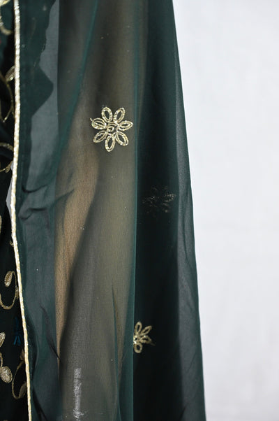 Green Unstitched Embroidered Suit