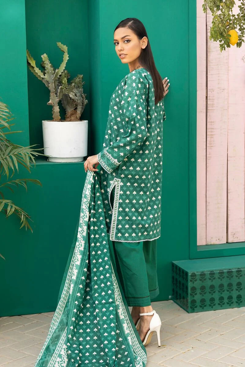 Khaadi-Lawn-suit-in-deep-green