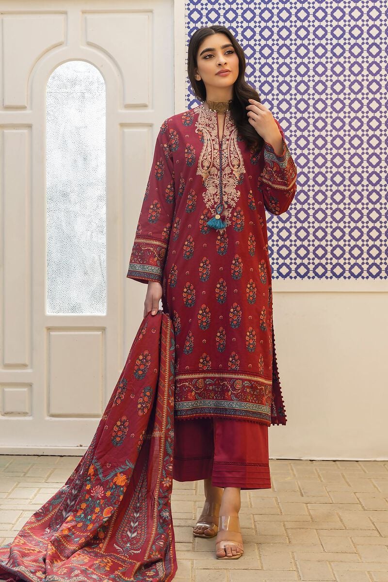 Khaadi-Lawn-suit-in-red