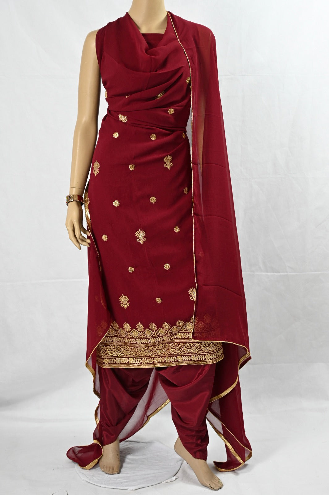 burgundy-Unstitched-Embroidered-Suit