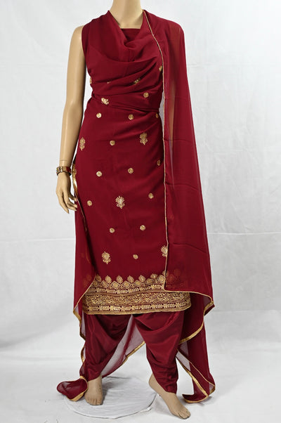 burgundy-Unstitched-Embroidered-Suit