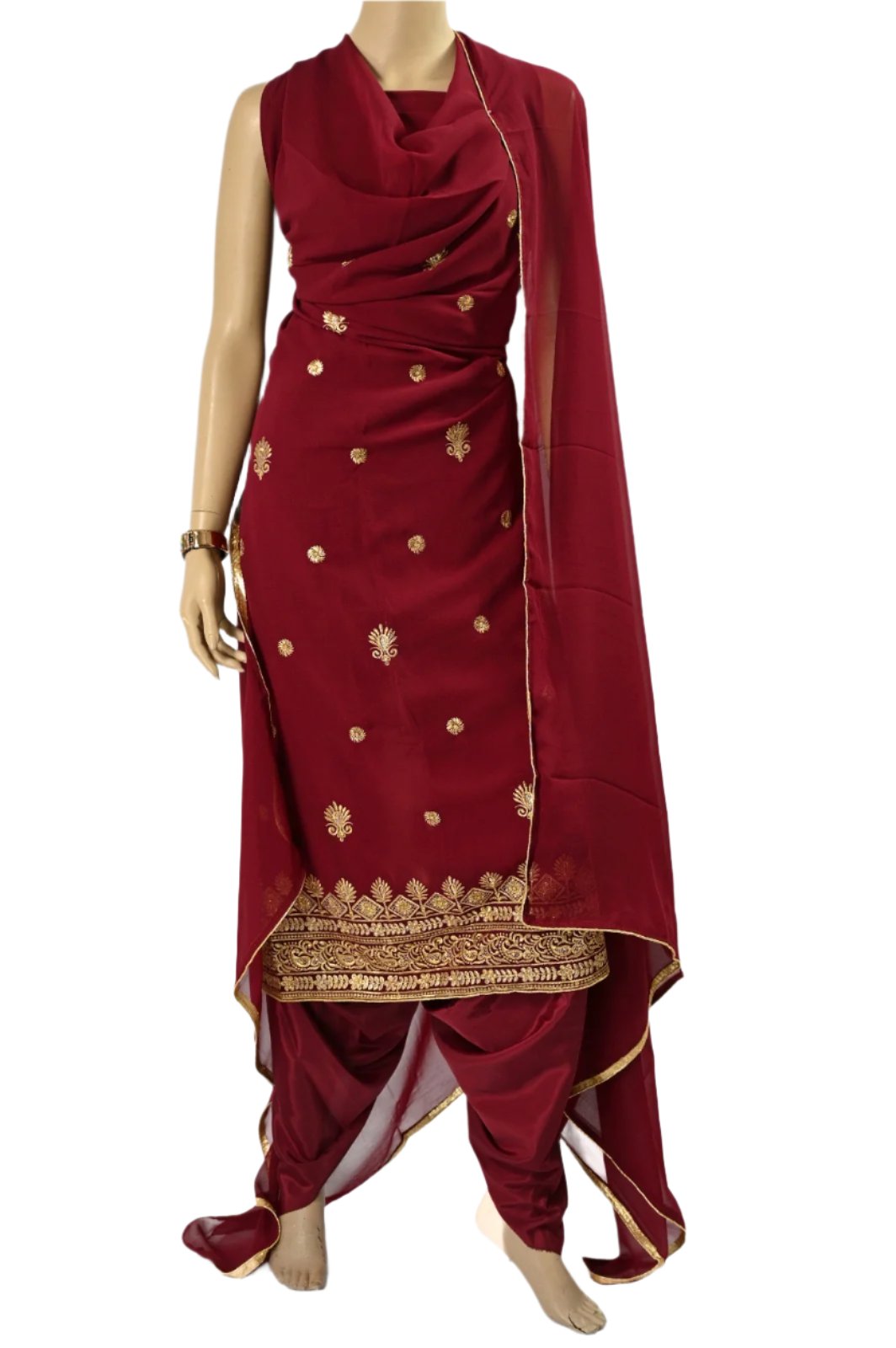 burgundy-Unstitched-Embroidered-Suit