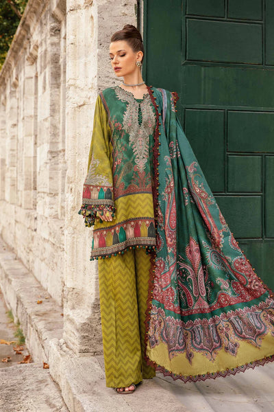 Maria-b-unstitched-suit-green-mpt-2305-a