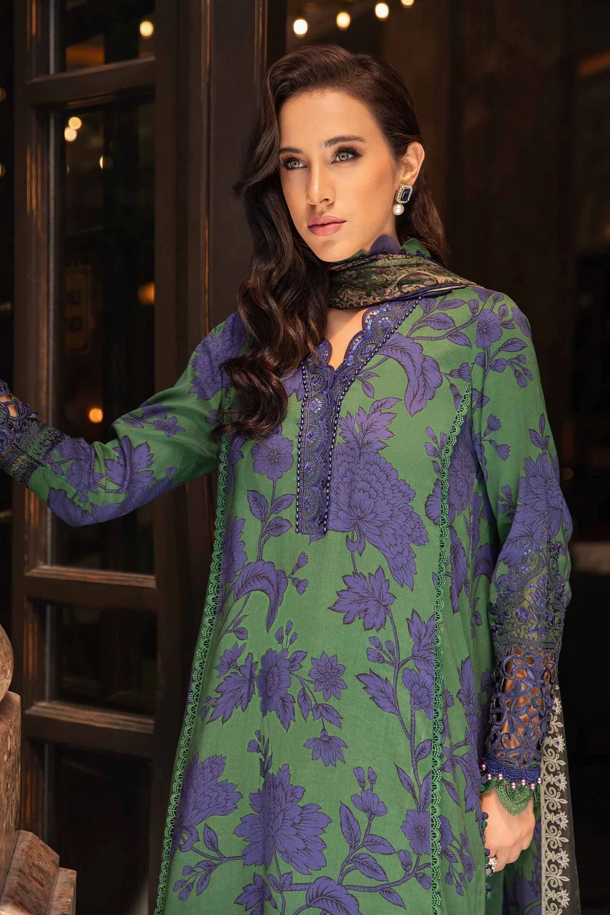 Maria-b-unstitched-suit-green-fall-24-mpt-2309-b