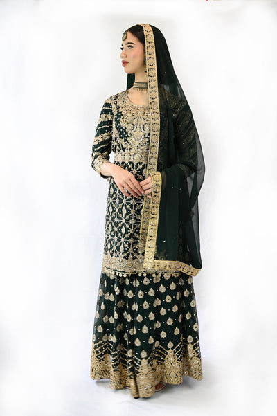 wedding-lehenga-suit-bottle-green